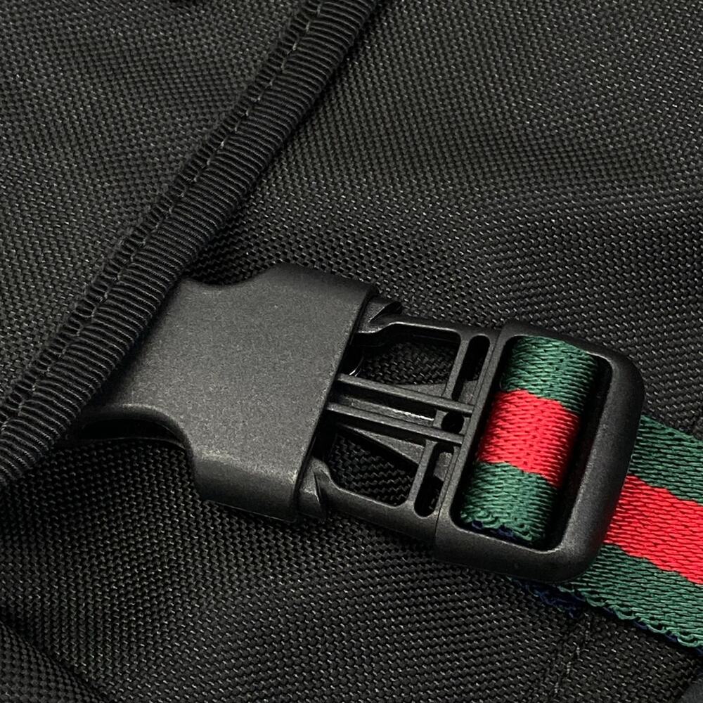 Gucci Shelly (Web) Backpack 450982 Black Green Multi Nylon Leather - Picture 11 of 15